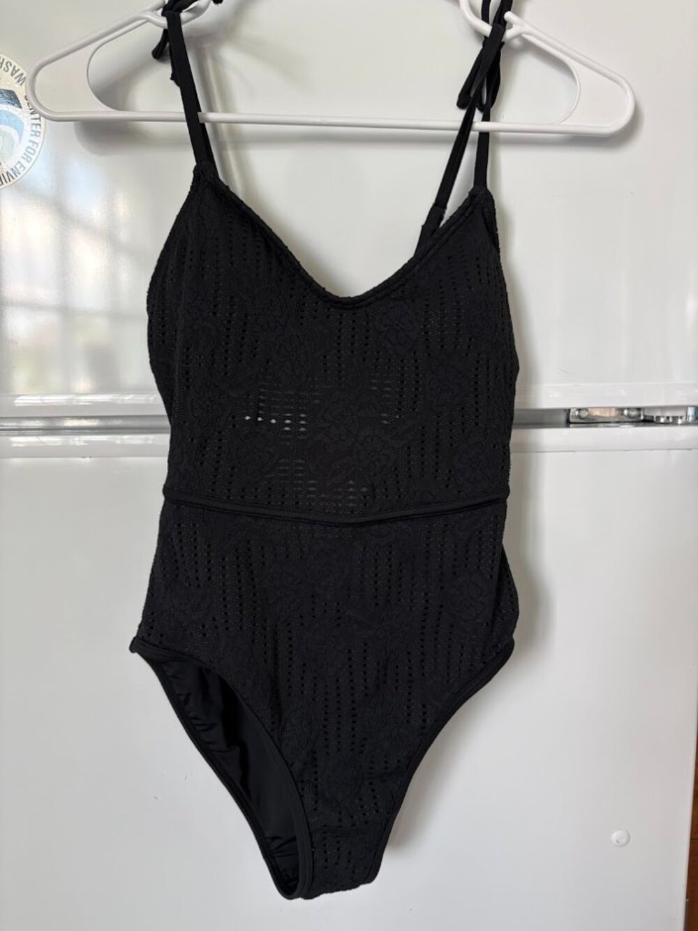 Black Crochet One Piece Swimsuit Size XS